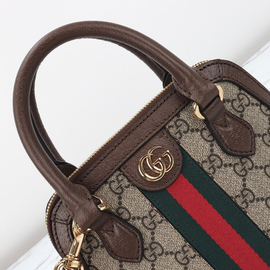 Gucci  Sac à main Gucci Ophidia en toile sûpreme GG beige et cuir marron