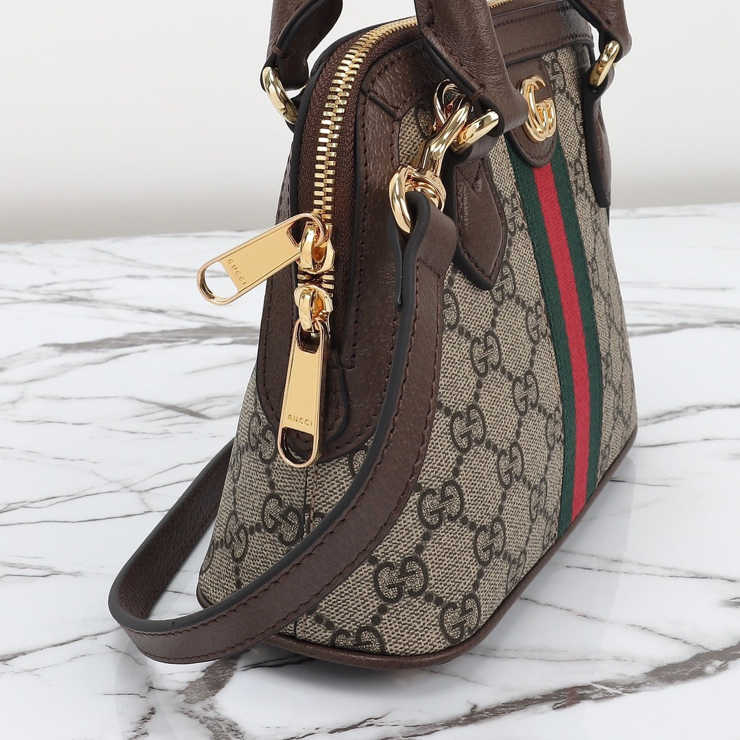 Gucci  Sac à main Gucci Ophidia en toile sûpreme GG beige et cuir marron